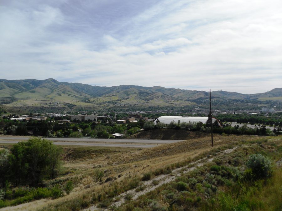 Overview of Pocatello, Idaho, from the surrounding hillside