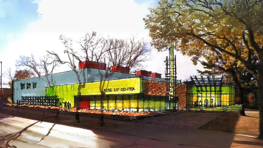 Design rendering of the Rise Up Center building